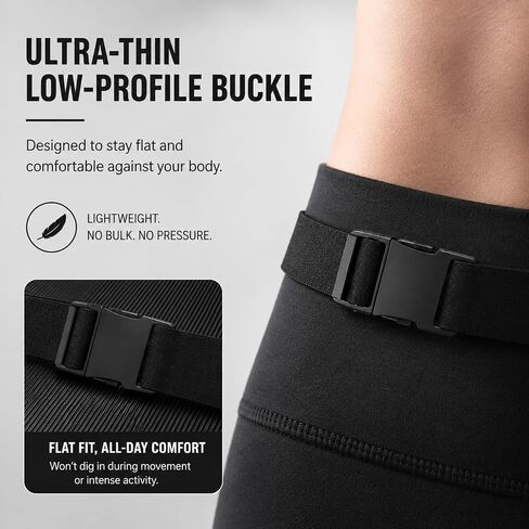Entchin Slim Running Belt, Runners Fanny Pack for Women Men, Elastic Phone Holders, Money Belt Bag for Yoga & Gym (Black) in Saudi Arabia