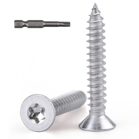 M6 x 16mm Flat Torx Head Self Tapping Screws, 304 Stainless Steel 18-8, Includes a Torx Driver Bit, Pack of 30 in Kuwait