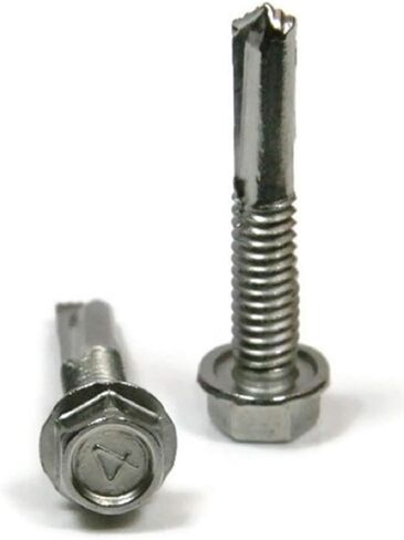 #12 TEK 5 Hex Washer Head Stainless Steel Self Drilling Screws #12-24 x 1-1/4 inch Qty 25 in Kuwait