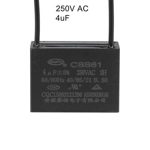 uxcell Ceiling Fan Capacitor CBB61 4uF 250V AC 2 Wires Metallized Polypropylene Film Capacitor 38x28x18mm for Electric Fan Pump Motor Generator in Kuwait