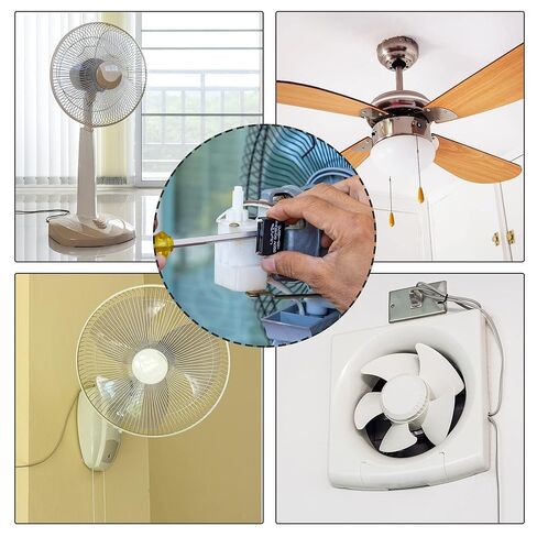 uxcell Ceiling Fan Capacitor CBB61 4uF 250V AC 2 Wires Metallized Polypropylene Film Capacitor 38x28x18mm for Electric Fan Pump Motor Generator in Kuwait