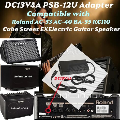 سلك محول 13v4a لرولاند psb-12u، ac-33/ac-40 ba-55/kc110، متوافق مع رولاند AC-33 AC-40 BA-55 KC110 Cube Street EX غيتار كهربائي مكبر صوت استبدال شاحن إمداد الطاقة in Kuwait