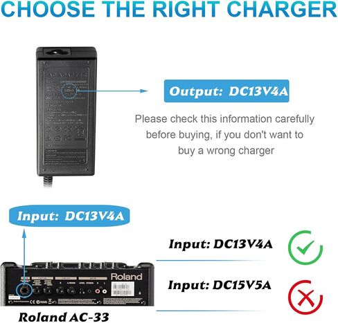 سلك محول 13v4a لرولاند psb-12u، ac-33/ac-40 ba-55/kc110، متوافق مع رولاند AC-33 AC-40 BA-55 KC110 Cube Street EX غيتار كهربائي مكبر صوت استبدال شاحن إمداد الطاقة in Kuwait