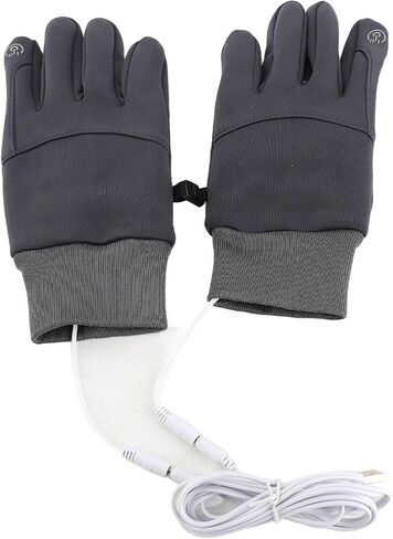 Electric Heated Gloves USB Rechargeable Heated Gloves Winter for Men & Women with Touchscreen Windproof & Warm Wool Lining for Skiing Hiking (Grey Constant Temperature) in Kuwait