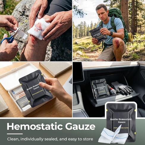 Tourniquet Kit First Aid Kit Refill Supplies, Compact Bleeding Control Kit with Tourniquet, Hemostatic Gauze and Chest Seal, for Car, Home, Camping, Hiking, Travel and Outdoor, Bag Not Included in Kuwait