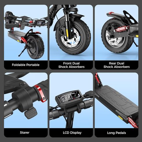 iScooter Electric Scooter, 10" Off Road Tires, 800W Motor E-Scooter 25/28 MPH, Long Range, Double Braking Systems, Fast Charging, Foldable Adult Scooter in Kuwait