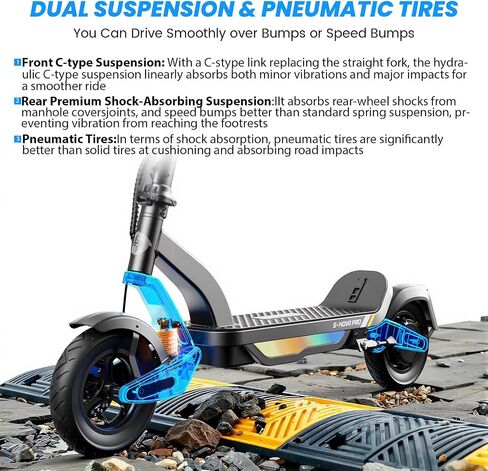 isinwheel Electric Scooter for Adults, 38 Miles Long Range, 28 Mph Top Speed, 1000W Motor, 264lbs Load, Foldable Commuting E-Scooter with 10" Pneumatic Tires, Dual Suspension, Dual Disc Brakes Grey in Kuwait