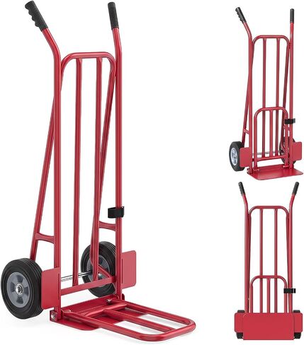 Goplus Hand Truck Dolly، عربة دوللي متحركة معدنية شديدة التحمل مع لوحات أنف مزدوجة قابلة للطي، لوحة صغيرة 400 رطل ولوحة كبيرة 660 رطل، عجلات مطاطية 8 بوصة للمنزل والمكتب والمستودع (أحمر) in Kuwait
