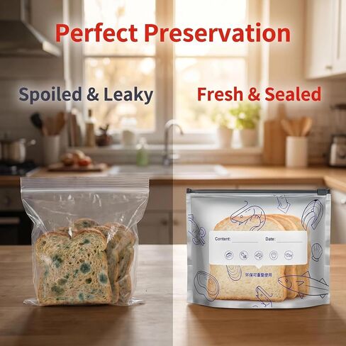Reusable Aluminum Foil Sealable Storage Bags,Seafood Meat Self-sealing Freezer Bags,Aluminum foil sealable bags with labels and zippersmade,suitable for kitchen food storage and freezable(10pcs,Large) in Kuwait