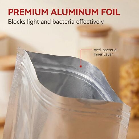 Reusable Aluminum Foil Sealable Storage Bags,Seafood Meat Self-sealing Freezer Bags,Aluminum foil sealable bags with labels and zippersmade,suitable for kitchen food storage and freezable(10pcs,Large) in Kuwait