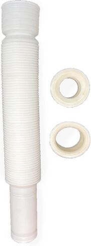 Flexible Sink Drain Pipe, 1-1/2" Expandable Flexible P-Trap Drain Pipe for 1 1/2" OR 1 1/4" Inlet pipe -12"-35" Total Length Sink P Trap, White, 1 PACK in Kuwait
