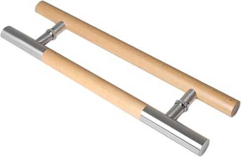 Sliding Barn Door Handle Push Stainless Steel and Wood Entry Handle - Installation Fitting Included in Saudi Arabia