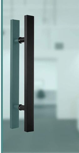 Heavy Duty Black Stainless Steel Glass Door Pull Handle - Commercial Sliding & Barn Door Handle - Square Tube Design for Durable Push-Pull Access in Kuwait