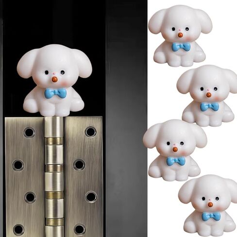 Hinge Heads Decorative Topper Set 4PCS, Home Decoration,Magnetic Hinge Head Toppers Door Hinge, Cute Mini Creative Blue Tie Puppy Resin Ornament in Kuwait