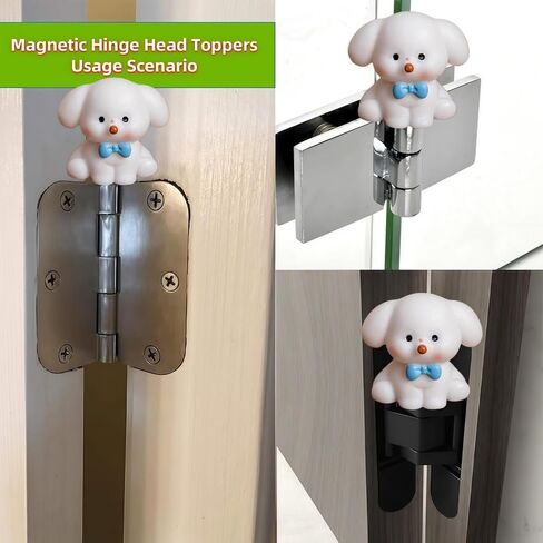 Hinge Heads Decorative Topper Set 4PCS, Home Decoration,Magnetic Hinge Head Toppers Door Hinge, Cute Mini Creative Blue Tie Puppy Resin Ornament in Kuwait