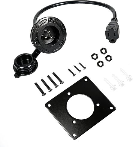 RUKANG Charger Port Cover Plate Adapter for Lithium Battery with 120V Plug, Waterproof Fixed Charging Port Compatible with EZGO TXT36 EXTRON Golf Cart in Saudi Arabia