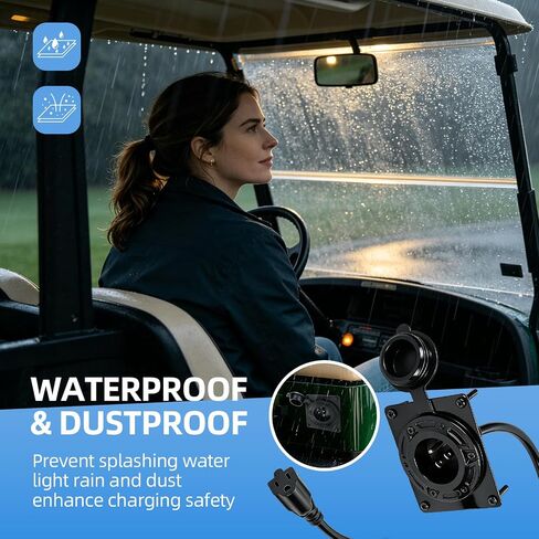 RUKANG Charger Port Cover Plate Adapter for Lithium Battery with 120V Plug, Waterproof Fixed Charging Port Compatible with EZGO TXT36 EXTRON Golf Cart in Saudi Arabia
