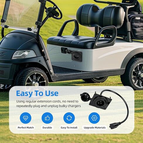 RUKANG Charger Port Cover Plate Adapter for Lithium Battery with 120V Plug, Waterproof Fixed Charging Port Compatible with EZGO TXT36 EXTRON Golf Cart in Saudi Arabia