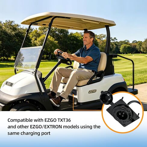 RUKANG Charger Port Cover Plate Adapter for Lithium Battery with 120V Plug, Waterproof Fixed Charging Port Compatible with EZGO TXT36 EXTRON Golf Cart in Saudi Arabia