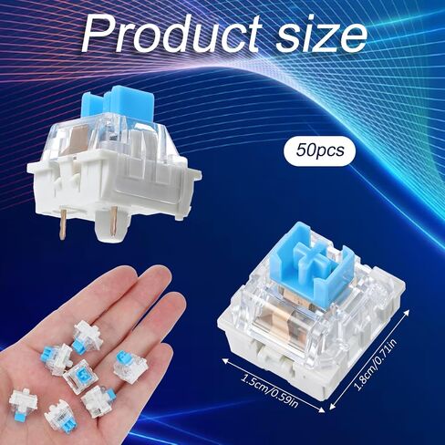 Qianyu 50 Pcs Keyboard Switches, Mechanical Keyboard Clicker Replacement 3-Pin Blue Keyboards Keys Dustproof Switches for Gaming Keyboards Accurate Typing in Kuwait