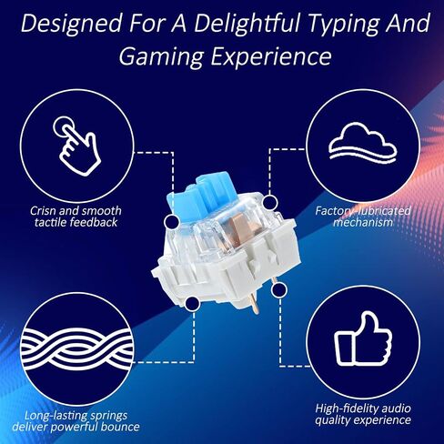 Qianyu 50 Pcs Keyboard Switches, Mechanical Keyboard Clicker Replacement 3-Pin Blue Keyboards Keys Dustproof Switches for Gaming Keyboards Accurate Typing in Kuwait