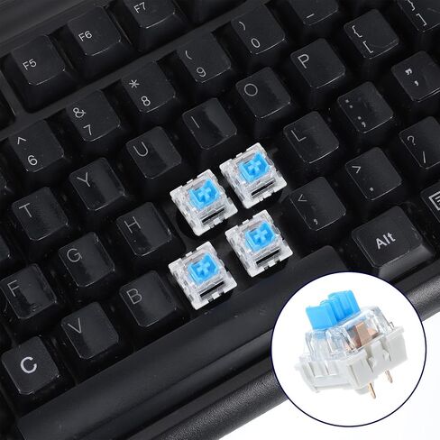Qianyu 50 Pcs Keyboard Switches, Mechanical Keyboard Clicker Replacement 3-Pin Blue Keyboards Keys Dustproof Switches for Gaming Keyboards Accurate Typing in Kuwait