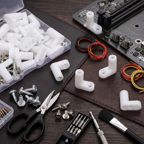 40 Pcs Mounting Board Feet, Motherboard Standoffs Foot Offs and Screws | White L Shape Plastic Standoff Mounting Hardware for Arcade Gaming Board Console Motherboard in Kuwait