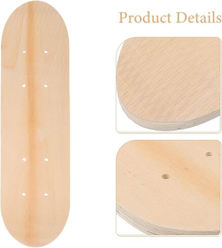 Double-Sided Blank Skateboard Deck for Kids Teens, 16.92In, Creativity Unfinished Wooden Skate Board for DIY Painting Graffiti Pre-Drilled Holes for Easy Wheel Installation in Kuwait