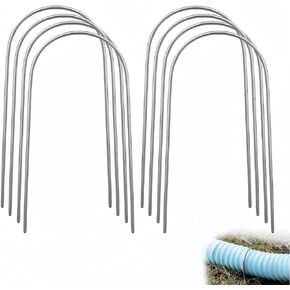 8 Pcs Downspout Anchor Stakes, U-Shaped Metal Ground Stakes for 4" Round Downspout Extensions, No-Drill Gutter Drain Pipe Holder, Heavy Duty Landscape Staples for Securing Drainage Pipe in Saudi Arabia
