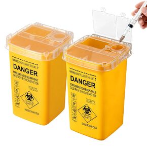 Ciieeo Puncture-Resistant Sharps Disposal Container - 1-Quart Yellow Collection Box for Proper Waste Management | Portable Disposal Bin with Locking Lid for Professional and Personal Use in Kuwait