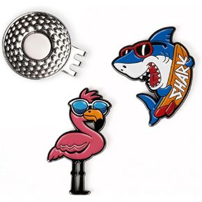 CRAFTSMAN GOLF 2pcs Flamingo and Shark Golf Ball Markers with Golf Ball Marker Hat Clip Unique Gift for Men & Women Golfers in Kuwait