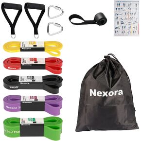 Nexora Resistance Bands Set, 5 Pack 8-125 lbs Natural Rubber Exercise Bands with Door Anchor Soft Handles Storage Bag, Heavy Duty Workout Bands for Men Women Home Gym Yoga Pilates Physical Therapy in Saudi Arabia