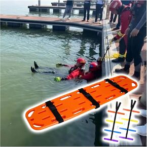 54.3x13.8x1.2in Water Rescue Stretcher, Lifeguard Emergency Life-Saving Board with 3 Seat Belt and Spider Straps, First Responder Backboard Spine Boards(Orange) (Orange 54.3x13.8x2‘‘) in Kuwait