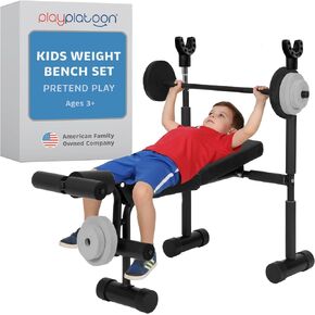 Play Platoon Kids Weight Bench Set - Kids Gym Equipment for Home - Bench Press Weight Sets for Boys - Toddler Gym Set Workout and Exercise Equipment - Ages 3+ in Kuwait