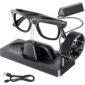 قاعدة شحن لشاشة Meta RayBan وملحقات النظارات الذكية ذات النطاق العصبي | قاعدة توصيل 3 في 1، شحن وقفة واحدة. شريحة ذكية + شحن سريع. حالة LED ثنائية اللون. اتصل بالشحن. إسقاط وشحن in Kuwait