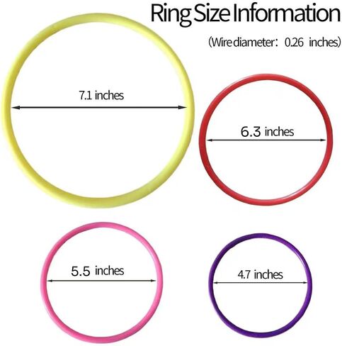24PCS 4 Sizes Plastic Ring Toss Game Set - Outdoor Yard Games for Family Party, Speed & Agility Training Toys for Kids Adults - Includes Carnival Birthday Bridal Shower Party Favors (Colors May Vary) in Kuwait