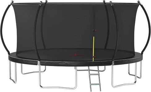 Outdoor Trampoline for Kids Adults, 12ft 14ft 16ft Backyard Large Trampolines with Enclosure Net, Recreational Pumpkin Trampoline with Curved Poles & Ladder, Heavy Duty ASTM Approved in Kuwait
