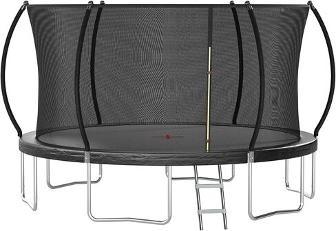 Outdoor Trampoline for Kids Adults, 12ft 14ft 16ft Backyard Large Trampolines with Enclosure Net, Recreational Pumpkin Trampoline with Curved Poles & Ladder, Heavy Duty ASTM Approved in Kuwait
