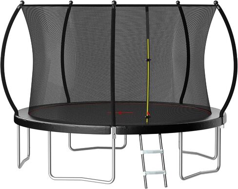 Outdoor Trampoline for Kids Adults, 12ft 14ft 16ft Backyard Large Trampolines with Enclosure Net, Recreational Pumpkin Trampoline with Curved Poles & Ladder, Heavy Duty ASTM Approved in Kuwait