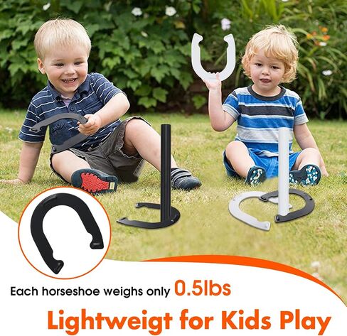 Horseshoes Outside Game for Children, Steel Horse Shoes Game Kit Outdoor Games for Kids Teens Family Portable for Backyard Yard Lawn Camping Beach Party in Kuwait