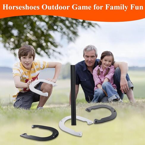 Horseshoes Outside Game for Children, Steel Horse Shoes Game Kit Outdoor Games for Kids Teens Family Portable for Backyard Yard Lawn Camping Beach Party in Kuwait