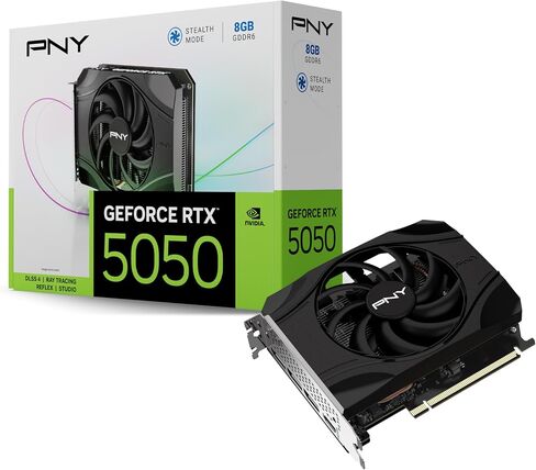 بطاقة رسومات PNY NVIDIA GeForce RTX™ 5050 بمروحة واحدة (8 جيجابايت GDDR6، 128 بت، SFF-Ready، PCIe® 5.0، HDMI®/DP 2.1، فتحتان، NVIDIA Blackwell Architecture، DLSS 4) in Kuwait