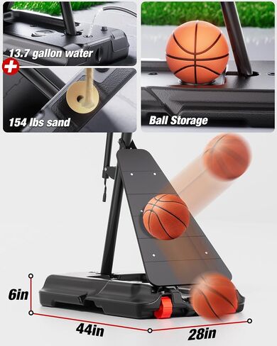Basketball Hoop Outdoor 10 FT Height Adjustable, Portable Basketball Goals Systems with 45" Backboard for Youth Adults Kids - Backyard, Driveway, Indoor Play in Saudi Arabia