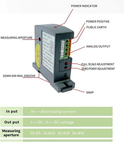 BA20-AI/V التيار المتناوب الاستشعار الحالي إخراج نقل معزول DC0-5V محول تيار الأتمتة الصناعية in Kuwait