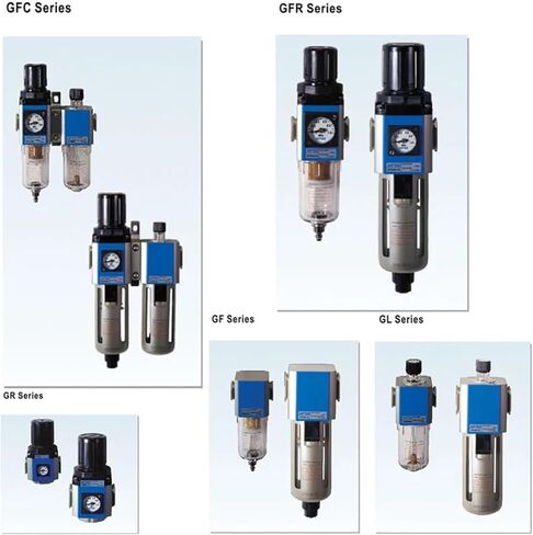 G Series FRL Unit Air Filter Pressure Regulator Lubricator GFC/GFR/GF/GR/GL200/300/400 1/4 3/8 Semi-auto Drain Built in Gauge(FRL GFC,600-20) in Kuwait