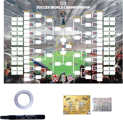 ملصق جدول كأس العالم 2026 من Meiboom، مزدوج الجوانب، يتميز بـ 48 فريقًا نهائيًا، ديكور معلق على الحائط، هدية لمشجعي كرة القدم، 30 × 21 بوصة in Kuwait