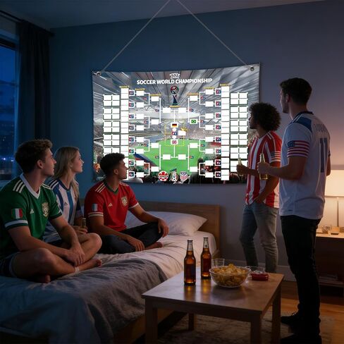 ملصق جدول كأس العالم 2026 من Meiboom، مزدوج الجوانب، يتميز بـ 48 فريقًا نهائيًا، ديكور معلق على الحائط، هدية لمشجعي كرة القدم، 30 × 21 بوصة in Kuwait