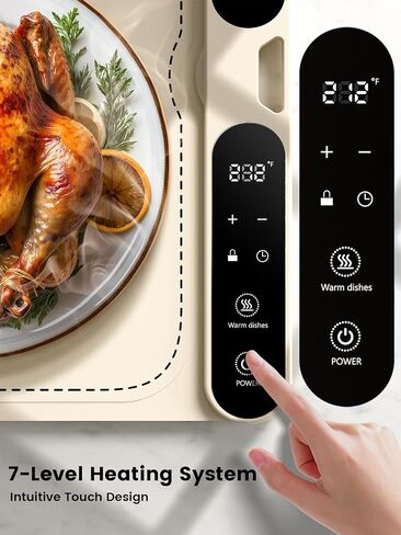 Food Warming Mat Electric Heating - Portable Silicone Warming Tray with 7 Temperature Settings and 8 Hours Timer for Party Buffet Home Travel Kitchen (31.5"x15",Beige) in Kuwait