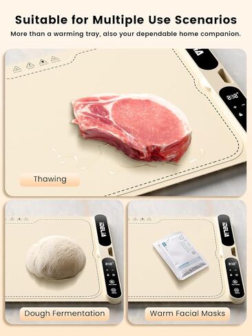 Food Warming Mat Electric Heating - Portable Silicone Warming Tray with 7 Temperature Settings and 8 Hours Timer for Party Buffet Home Travel Kitchen (31.5"x15",Beige) in Kuwait