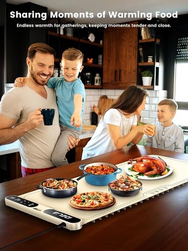 Food Warming Mat Electric Heating - Portable Silicone Warming Tray with 7 Temperature Settings and 8 Hours Timer for Party Buffet Home Travel Kitchen (31.5"x15",Beige) in Kuwait